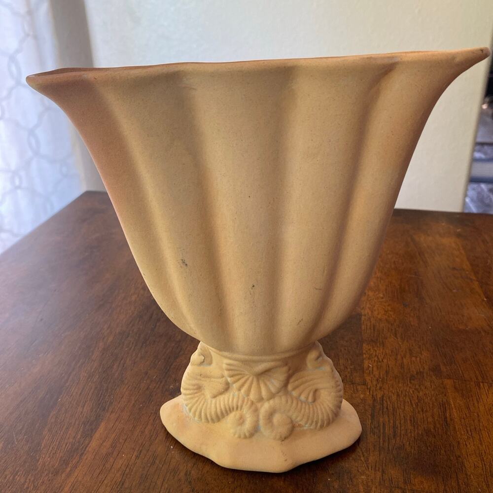 Vintage Cowan Pottery. Fluted Fan Base with Sea Horse Base.  1920’s